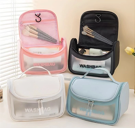 Necessarie Organizadora Viagem Bolsa Impermeável De Maquiagem Transparente Portátil Flip