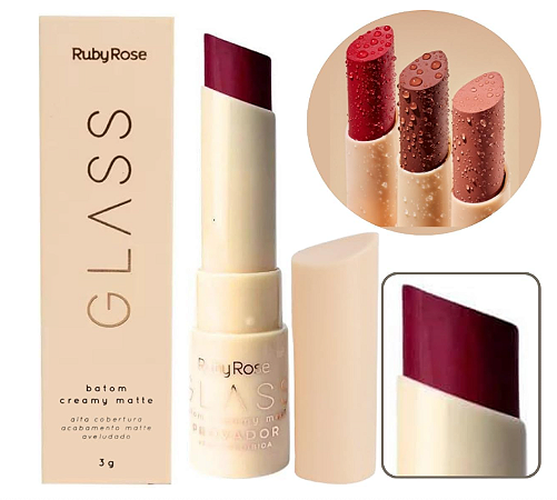 Batom Creamy Matte Glass Ruby Rose - HBF567