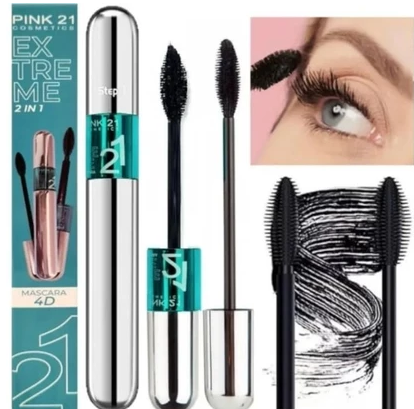 Máscara de cílios extra volume aprova d' água extreme 2 em 1 4D Pink 21