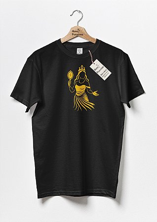 Camiseta Orixá Iemanjá Dourada Axé em Preto
