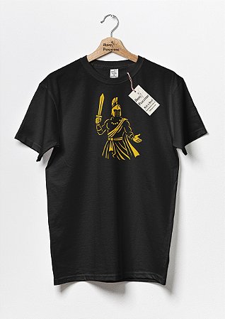 Camiseta Orixá Ogum Dourado Axé em Preto