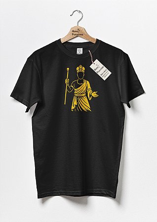 Camiseta Orixá Oxalá Dourado Axé em Preto