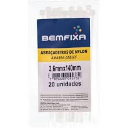 ABRAÇADEIRA DE NYLON 3,6X140 NATURAL 20 PC