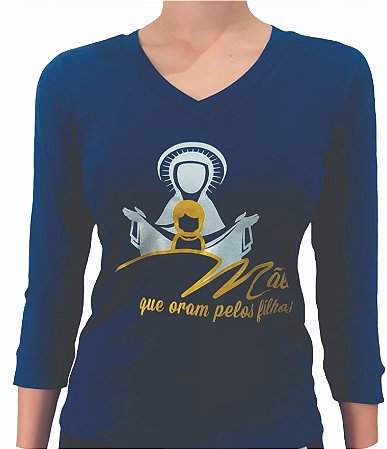 CAMISETA BABY LOOK VISCOLYCRA MANGA 3/4 FEMININA MÃES QUE ORAM