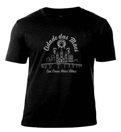 CAMISETA TRADICIONAL ALGODÃO PRETA CIDADE DAS MÃES