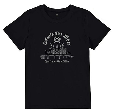 CAMISETA INFANTIL PRETA CIDADE DAS MÃES