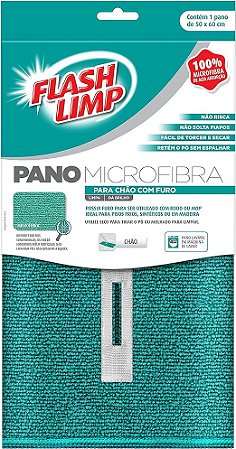 Pano Microfibra para Chão com Furo Flash Limp Verde Esmeralda