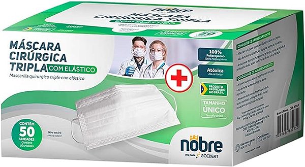 Máscara Cirúrgica Tripla Consolidada C/elástico Anvisa C/50 Nobre