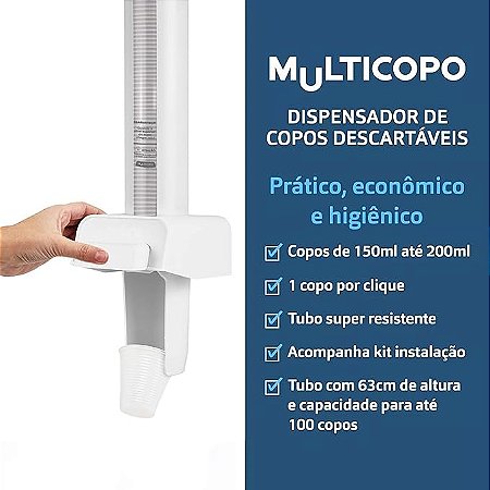 MULTICOPO AGUA PORTA COPO DESCARTAVEL AUTOMATICO 150/200ML
