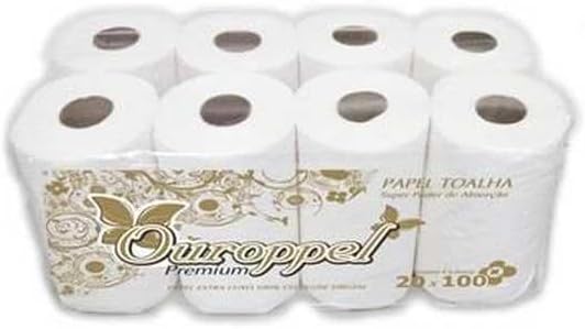 PAPEL TOALHA BOBINA 8 ROLOS 20 CM 100 METROS OUROPEL