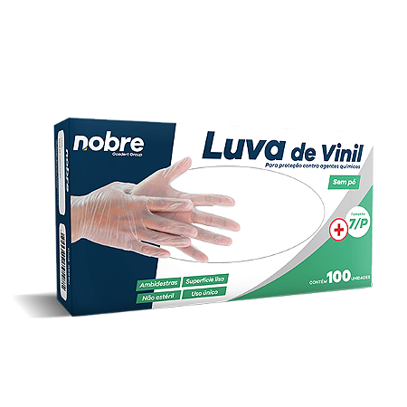 LUVA VINIL SEM PÓ NOBRE CAIXA COM 100 LUVAS