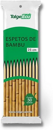 ESPETO BAMBU 25 CM CHURRASCO PACOTE COM 50 UNIDADES