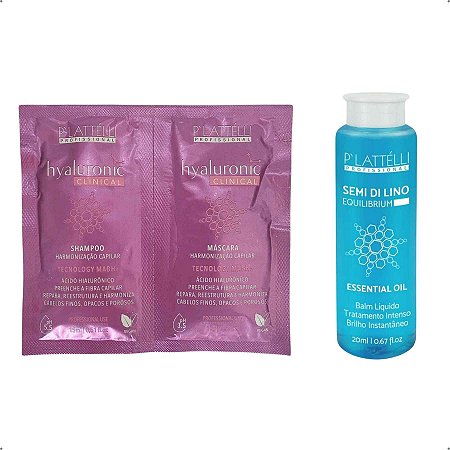 Kit Harmonização e Brilho Intenso 02 Sache Hyaluronic + 01 Semi Di Lino