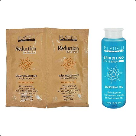 Kit Nutrição, AntiFrizz e Brilho 02 Sache Reduction Nutri + 01 Semi Di Lino