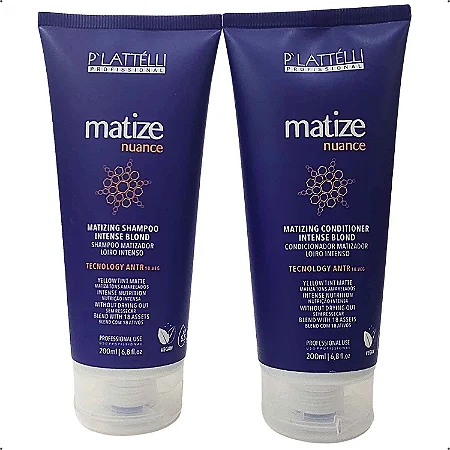 Kit Plattelli Matize Shampoo e Condicionador 200ml Loiros Grisalhos Anti-Amarelo