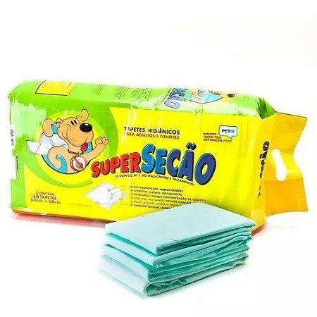 Tapete Higiênico Para Cães 80x60 Super Secão 30 unidades