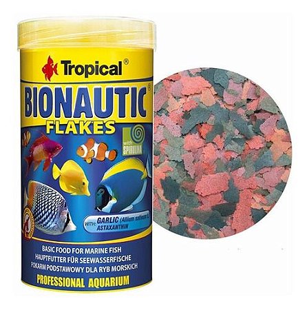 Ração Para Peixes Marinhos Onivoros Tropical Bionautic Flakes 200g