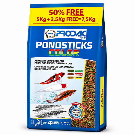 RACAO PRODAC PONDSTICKS COLOR 5KG + 2,5KG FREE (7,5KG)