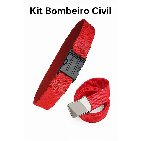 Kit Cinto N.A Vermelho + Cinto de Calça Bombeiro Civil