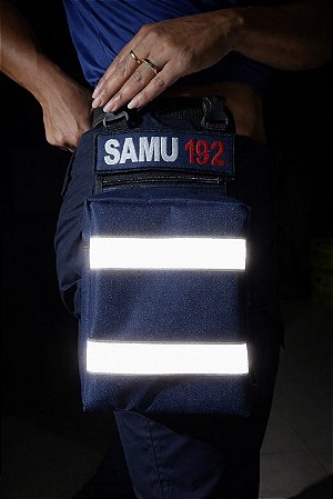 Bornal Pochete Azul Fita Refletiva+ Cinto Na+ Tarja Samu