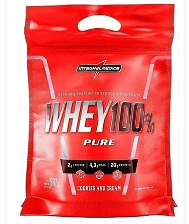 Suplemento em pó integralmedica Whey 100% pure sabor Cookies cream em sache 900g