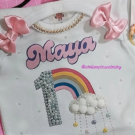 Body mesversário Arco íris personalizado