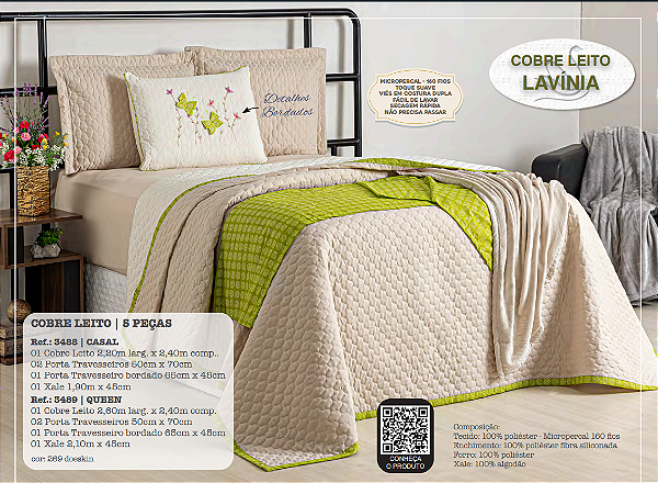 COBRE LEITO.QUEEN LAVÍNIA 5 PEÇAS