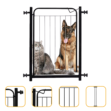 Portão Preto Pet 70 x 68 cm + Extensor 10 cm
