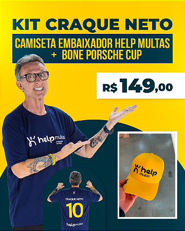 Kit Boné Amarelo + Camiseta Embaixador Help Multas