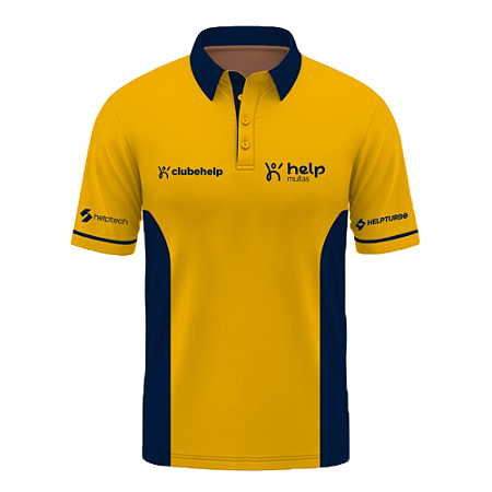 Camisa Polo 2026 Amarelo e Azul Marinho Unissex