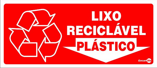 Placa Lixo Reciclável Plástico 13x30cm