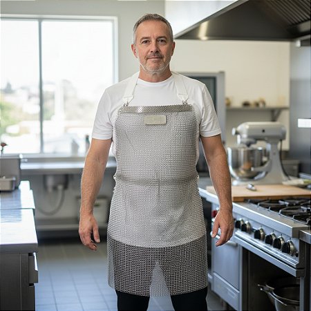 Avental Malha de Aço Inox Curto 70cm Euroflex