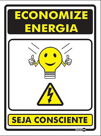 Placa Economize Energia Seja Consciente 15x20