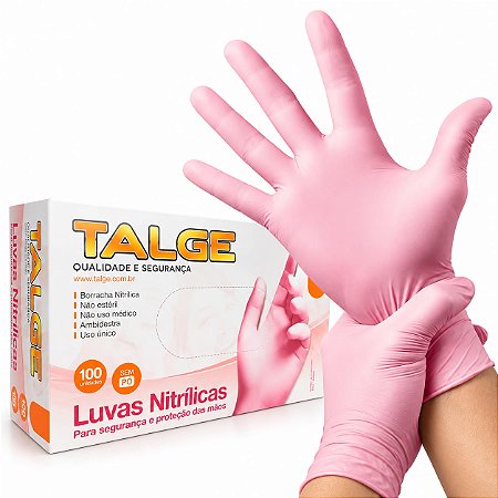 Luva de Procedimento Nitrílica Rosa Sem Pó Cx 100un