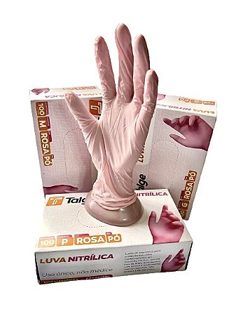 Luva de Procedimento Nitrílica Rosa Sem Pó Cx 100un