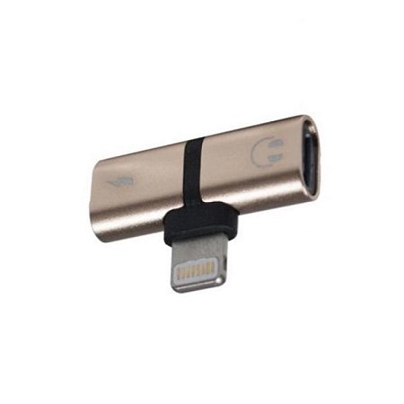 Adaptador para iPhone para carregamento e ouvir música duplo lightning Dourado 3353511041