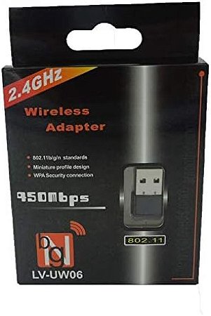 Adaptador Wifi Wireless Sem Fio USB 2.4Ghz 950mbps LV-UW06 Preto
