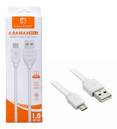 Cabo de carregamento rápido para micro 1m H'maston V8 4.8A MAX H721 Branco