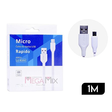 Cabo de dados USB para Micro tubo recarga rápido, 1m, IT-BLUE- Branco 3280225086