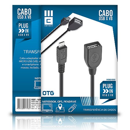 Cabo OTG USB Hub para conectar a tablet, mouse, smartphone OTGV8