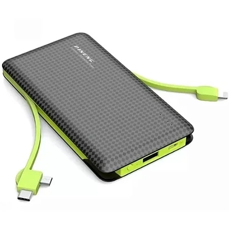 Carregador Portátil 10000mAH Preto e Verde Lightning C e Micro PN-956 Pineng