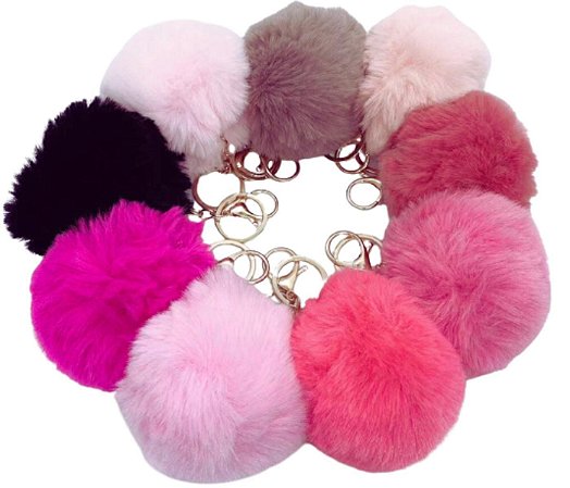 Chaveiro de Pompom Diewu fofos com bola de pele sintética AMX3R3WZRUS Cores Sortidas