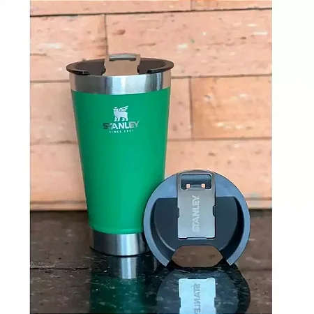 Copo Térmico Beer Pint 16oz 473ml Aço Inox, Abridor, Verde