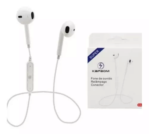 Fone de Ouvido com Fio Bluetooth Kapbom Super KA-S6 Fit S6 Branco