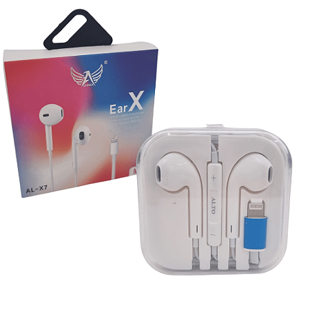 Fone de Ouvido com Fio Lightning Eas X AL-X7 IPhone LTOMEX Branco