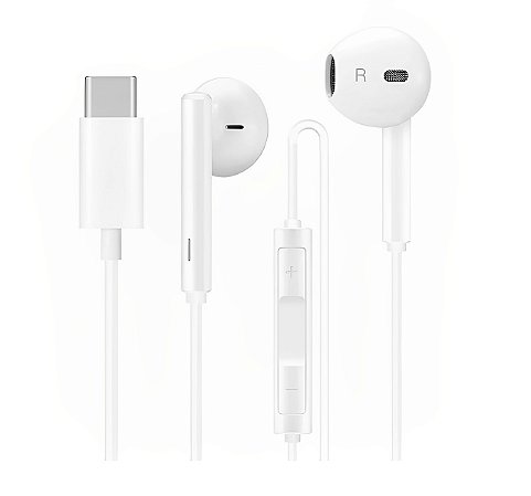 Fone de Ouvido Earphone IJack Liu com Fio JK-023 Tipo C Branco