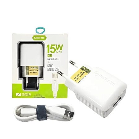 Kit Carregador E Cabo Micro Usb Kimaster T503uv 3.1a 15w