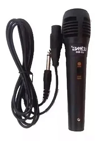 Microfone Profissional De Mão Com Fio 2.5M Lelong LE-905 Preto