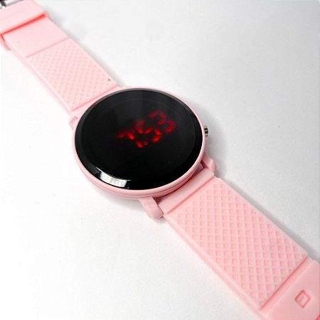 Relógio feminino digital led redondo resistente a água Rosa