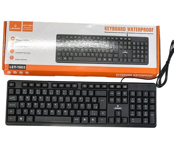 Teclado com Fio Lehmox LEY-1603 Preto Padrão para Computador/ Notebook